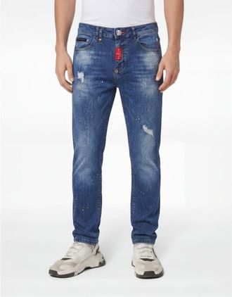 Philipp Plein New Tapered Fit Jeans Basic Men in Strong Ocean at Nordstrom, Size 31