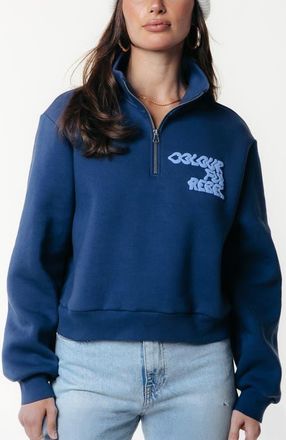 Colourful rebel Uni Logo Wave Relaxed Zip Sweat in Deep Cobalt at Nordstrom, Size X-Large Eu