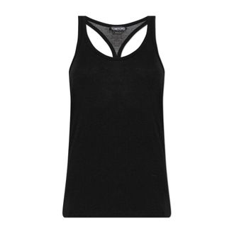 Tom Ford Sleeveless Tops, female, Black, Size: 3XS Silk-Blend Rib Jersey Tank