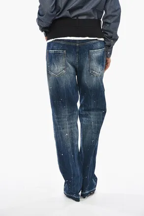Dsquared2 Vintage-Effect Jeans With Painted Frayed Hem Dsquared2