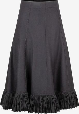 Akris Ausgestellter gefranster Midirock aus Wolle und Kaschmir
