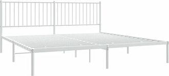 vidaXL Metal Bed Frame without Mattress with Headboard White 200x200cm Vidaxl
