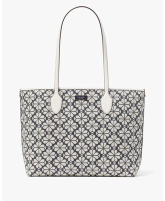 Kate Spade New York Womens Flower Jacquard Bleecker Large Tote - Dark Grey Textile - One Size