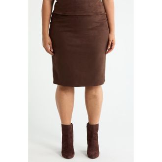 Renee C Faux Suede Pencil Skirt in Chocolate at Nordstrom Rack, Size 1 X