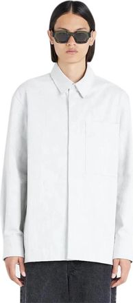 &Eacute;tudes Studio Wit Khaki Denim Overhemd Moderne Stijl - Heren - Spijkeroverhemden - Wit - L - Denim - Overhemden