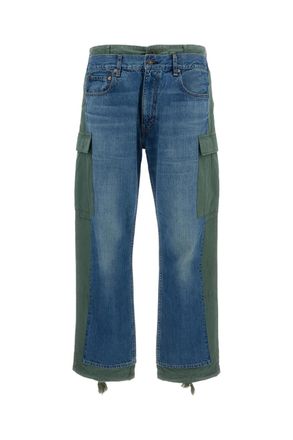 Junya Watanabe Blue Green Hybrid Panelled Denim Jeans