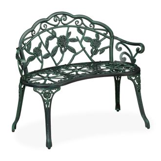 Relaxdays Relaxdays Banco Jard&iacute;n, 2 Plazas, Terraza, Balc&oacute;n, Aluminio Y Hierro Fundido, 79x99x56 Cm, Asiento Exterior, Negro/verde