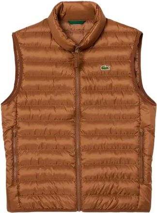 Lacoste Jassen, Heren, Bruin, S, Gewatteerd waterafstotend bruin vest