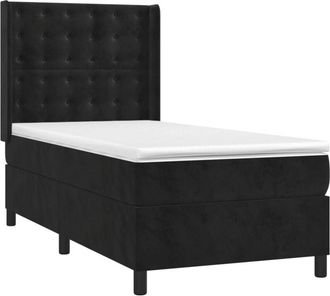 vidaXL Cama Box Spring Colch&oacute;n Y Led Terciopelo Negro 90x200 Cm Vidaxl