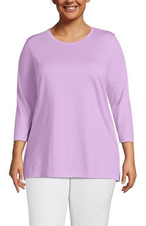 Lands End 3/4 Sleeve Cotton Supima Tunic in Lilac Breeze at Nordstrom, Size 3X