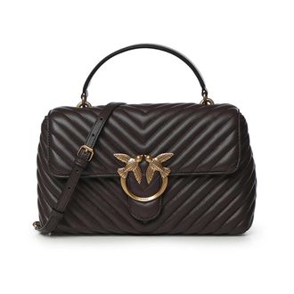 Pinko Love Lady Puff Chevron Bag - Dames - Handtassen - Bruin - ONE Size - Leer - Tassen