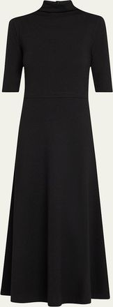 Vince Elbow-Sleeve Turtleneck Midi Dress