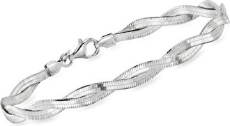 Ross-Simons Italian Sterling Silver Twisted Herringbone Bracelet