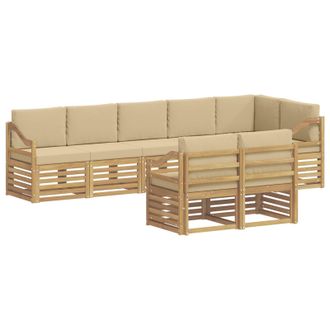 vidaXL Conjunto De Sof&aacute;s De Exterior 8 Uds. Y Beige Poli&eacute;ster Vidaxl