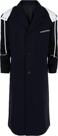 Ferragamo Mens Single-Breasted Hooded Coat In Blue White