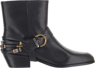 Pinko Jane O7 Enkellaars - Dames - Cowboylaarzen - Zwart - 36 EU - Leer - Schoenen