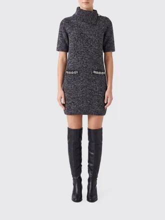 Liu Jo Mini abito in maglia a collo alto con maniche corte e strass