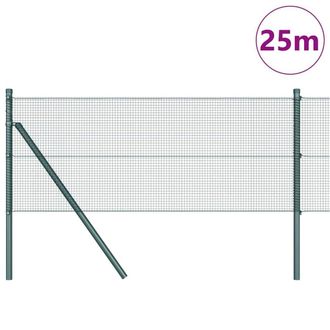 Berkfield Home Full Welded Wire Fence with 13 Posts Green 0.8x25 m Steel