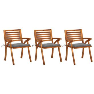 vidaXL Sillas De Comedor De Jard&iacute;n Con Cojines 3 Uds Madera De Acacia Vidaxl