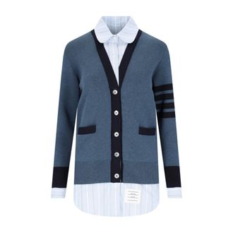Thom Browne Cardigans, female, Blue, Size: 3XS Stylish Cardigan for Men