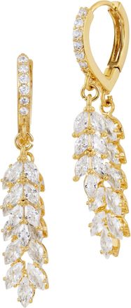 Savvy Cie Jewels GOLD PLATED MARQUISE TASSLE DANGLE EARRINGS