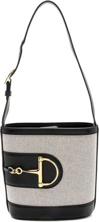 Gucci Black Leather Toile Gucci 73 Small Bucket Bag (Authentic Pre-Loved)