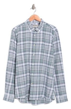 Barbour Bridgeport Tailored Fit Plaid Linen & Cotton Button-Down Shirt in Blue at Nordstrom Rack, Size Xx-Large