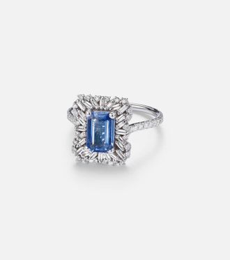 Suzanne Kalan 18kt white gold ring with sapphires and diamonds