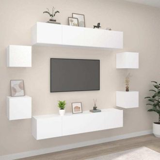 vidaXL 8 Piece TV Cabinet Set White Engineered Wood vidaXL