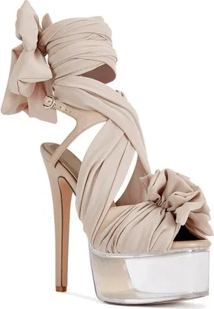 Azalea Wang Beauden Ankle Strap Platform Sandal in Natural at Nordstrom, Size 11