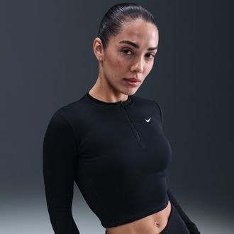 Nike Womens One Dri-FIT 1/2-Zip Mid Layer in Black | IM7048-010