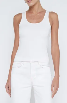 L'agence Adira Scoop Neck Rib Tank in White at Nordstrom, Size X-Small