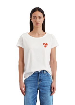 Marc O'Polo T-Shirt MARC OPOLO, Damen, Gr. M, weiss (wei&szlig;), Single Jersey, Obermaterial: 100% Baumwolle, bedruckt, Shirts T-Shirt