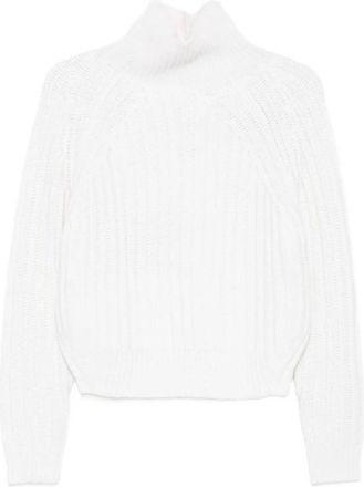 Allude Truien & Vesten, Dames, Wit, M, Witte Geribbelde Gebreide Coltrui