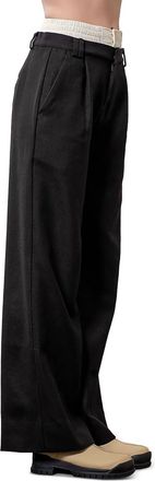Moon River Layered Waistband Pants In Black