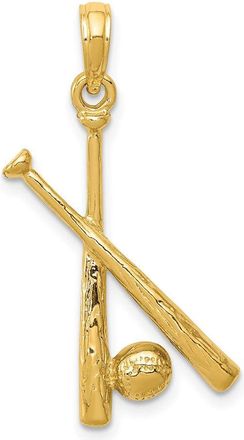 Diamond2Deal 10k Yellow Gold Polished Open-Backed Bats Baseball Pendant