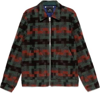 Paul Smith Giacca in lana con motivo geometrico - Verde