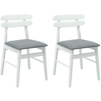 vidaXL Dining Chair 2 pcs White and Grey Solid Rubber Wood vidaXL