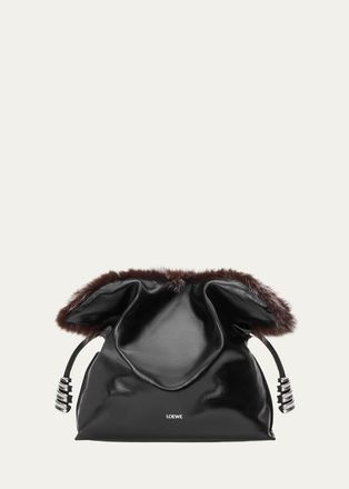 Loewe Flamenco Shearling & Leather Clutch Bag