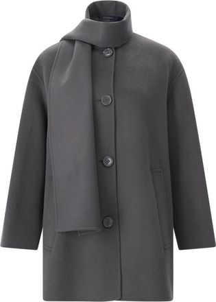 Max Mara Single-Breasted Coats - Dames - Mantel - Grijs - S - Wol - Jassen