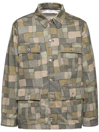 Maison Kitsun&eacute; Shirtjack met geometrische print - Groen