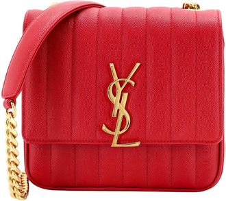Saint Laurent Vicky Crossbody Bag Vertical Quilted Grainy Leather Medium (Authentic Pre-Loved)