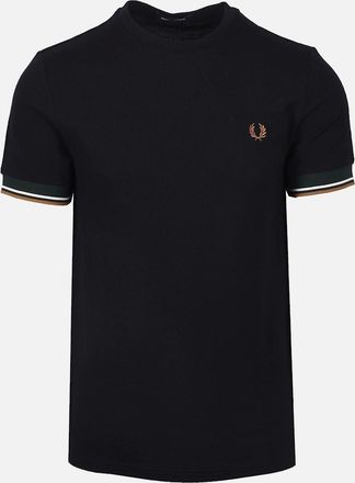 Fred Perry Mens FRED PERRY TWIN TIPPED CUFF T-SHIRT BLACK - Size: 44