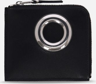 Comme Des Gar&ccedil;ons Silver Eyelet Zip-Around Wallet Black