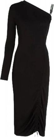 Karl Lagerfeld One Shoulder Cord Detail Dress - Dames - Casual kleedjes - Zwart - M - Kleedjes