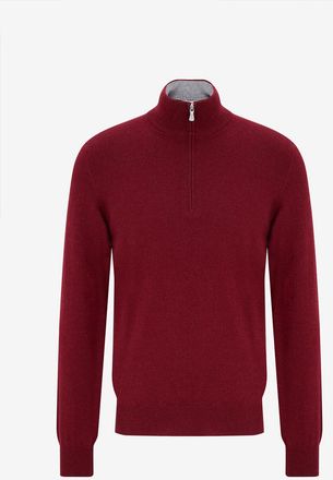 Gran Sasso Feinstrick-Kaschmirpullover mit Stehkragen und Zip