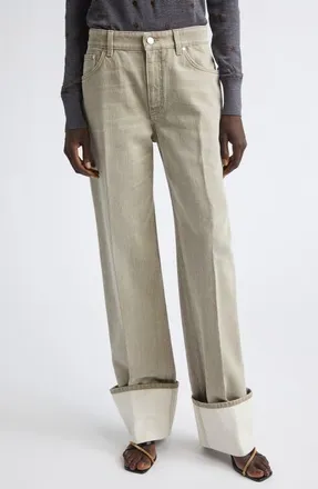Stella McCartney Cuffed Straight Leg Jeans in Mist Grey at Nordstrom, Size 26
