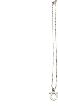 Ferragamo Silver Plated Necklace With Crystal Womens Pendant (Pre-Owned)