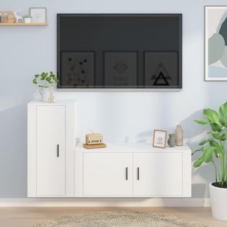 vidaXL Vidaxl - Set De Muebles De Tv 2 Piezas Madera Contrachapada Blanco