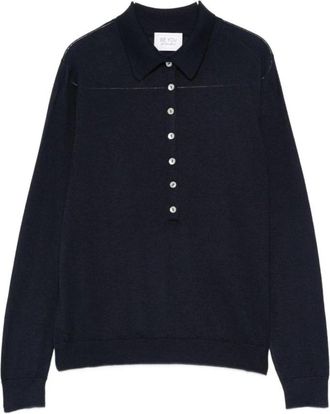 Be You Polo Knit met Lange Mouwen - Dames - Ronde hals truien - Blauw - XS - Truien & Vesten